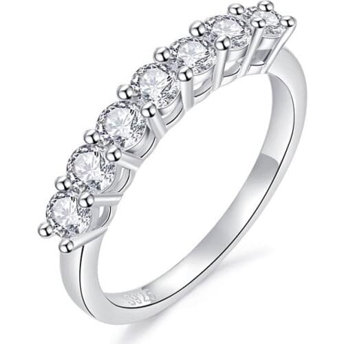 925 Sterling Silver moissanite Diamond Round Cut D Color VVS 3mm 0.1CT Band For Women Wedding Party Anniversar Moissanite Rin