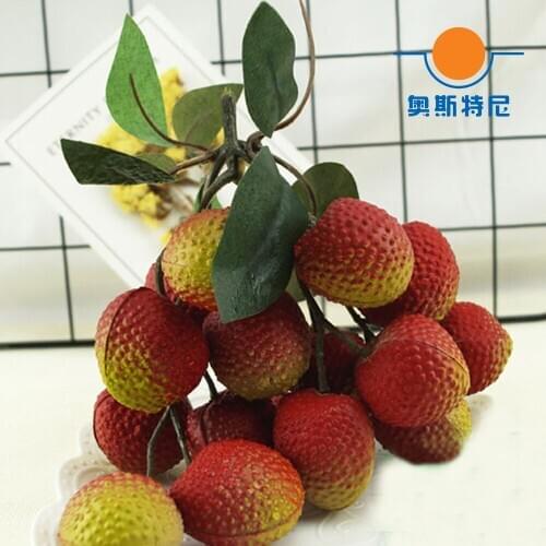 1 bunch 18cm long High imitation fake artificial litchi Fruit&artificial litchi bunch plastic fake simulated litchi fruit model