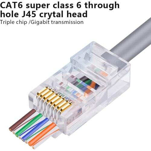 100PCS/lot Cat6 8P8C RJ45 Modular Socket For Cat6 LAN Network High Quality RJ45 Ethernet Cable Plugs Modular Adapter Connectors