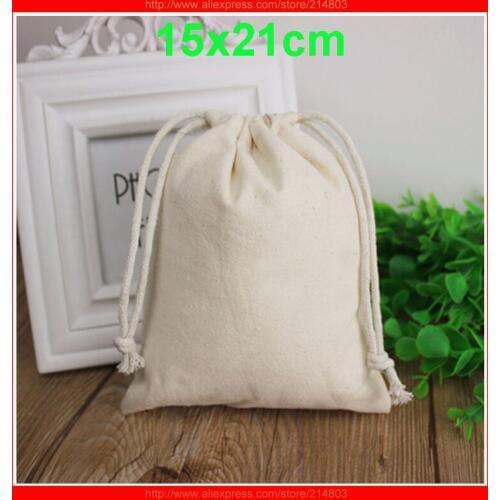 100pcs/lot) size 15x21cm wholesale blank drawstring cotton bag logo