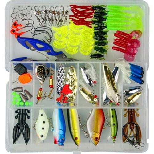 120pcs/set Fishing Lure Bait Set Hook Accessories Outdoor Sports Fishing Tool Set With Double-layer Tackle Box Fishing Pesca