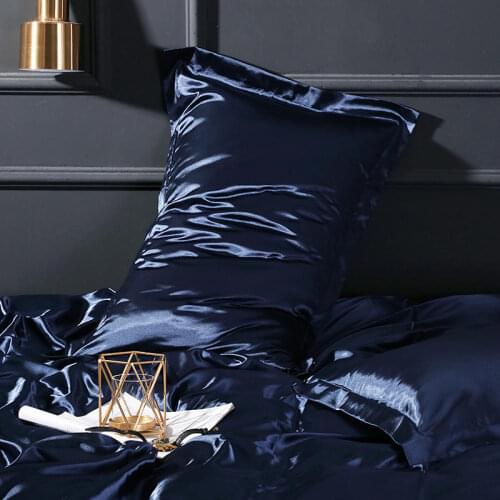 2pcs/Lot Standard Imitated Silk Pillowcases Gold/Black/White Satin Single Bedding Pillow Case Envelope Pillow Cover 48x74cm