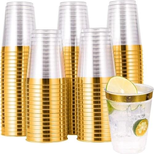 25 People Party Golden Plastic Party Disposable Cup for Birthday Party decorations or Wedding Party plastic cup tableware deco