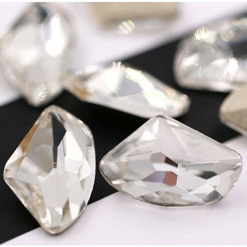 9x14mm K9 pointback glass rhinestones high quality clear white crystal shell shape glue on rhinestones diy clothing Accessories