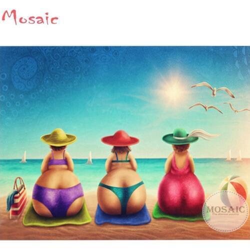 Full Square\Round drill 5D DIY Diamond Painting woman "Fat Lady on Beach"Embroidery Cross Stitch Rhinestone Mosaic decor gift
