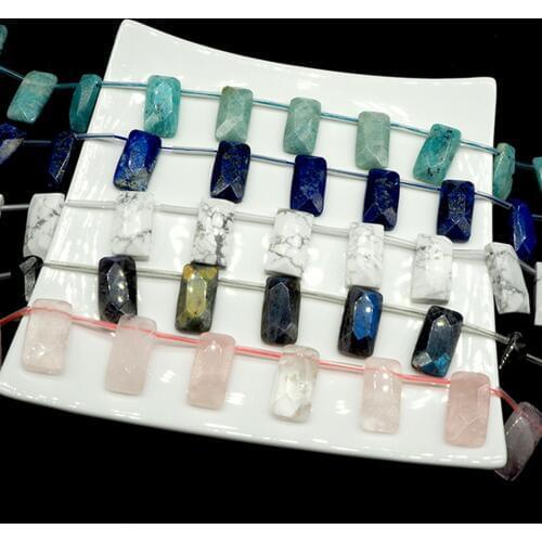 ICNWAY 12pcs Gemstone Natural labradorite amazonite lapis lazuli rose quartz 15*30mm rectangle faceted Beads Making Jewelry