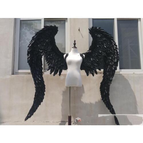 Customized Black white Devil angel feather wings Cosplay shooting display props stage Bar decoration Fashion show accessories