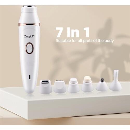 CkeyiN 7 In 1 Rechargeable Electric Epilator Hair Removal Painless Razor Shaver Legs Arm Bikini Face Trimmer Remove Hair Tools