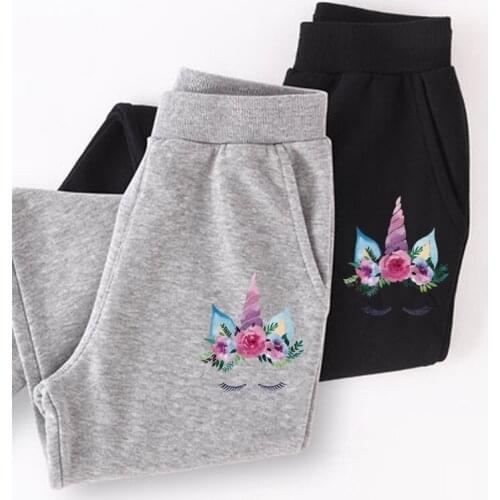 Baby girls spring autumn long pant unicorn design trousers kid cotton pajamas pants girls cartoon clothes
