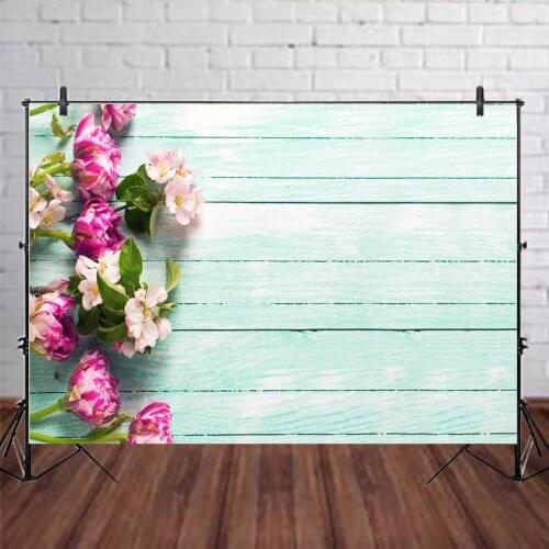 Flowers Decoration Wooden Board Photo Background Newborn Baby Shower Cake Dessert Photoshoot Backdrops For Studio Photocall