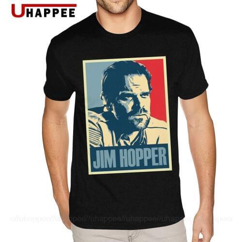 Custom Made Stranger Things Jim Hopper T-Shirt Mens 3-6XL Short Sleeved Red Crew Tshirt