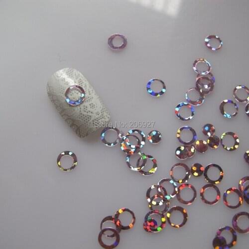 GD3-4 20g/bag Cute Laser Pink Circle Nail Art Shinny Glitter Cute Decoration Nail Art Decoration
