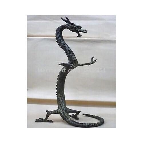 Exquisite bronze Chinese dragon statue Figures 17"Height