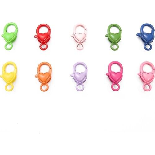 Candy Colors Spray Paint Heart Metal Lobster Clasps Colorful Key Rings Connectors For Cute Keychain Jewelry Making DIY Key Chain