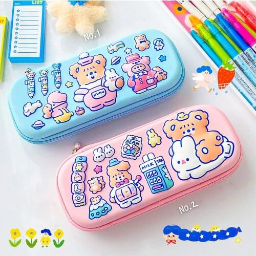 Kawaii Pencil Case School Pencilcase for Girls Penal EVA 3D Pen Box Large Capacity Stationery Bag Big Cute Bear Pouch Supplies