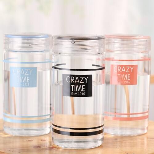Creative Glass Water Bottle Mini Portable Design Glass Bottle For Kids With Gift Bag Tea Cup Tea Bottle 350ml