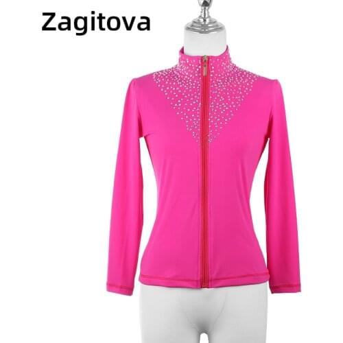 Custom Figure Skating Jackets For Girls Children High Quality Crystals Women Skiing Ice Skating Dress Training Clothes