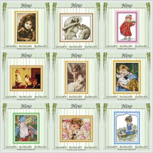 Little girl cat dog lovely angel painting counted print on the canvas DMC 11CT 14CT kits Cross Stitch embroidery needlework Sets