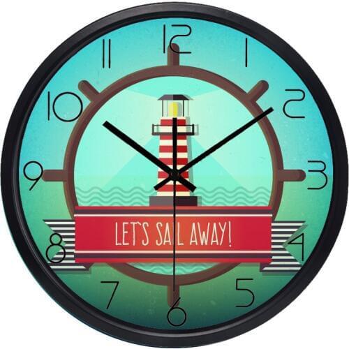 Let Sail Away Rudder Beacon Cartoon Wall Clock Cartoon Wall Decoration Clock For Boys Bedroom