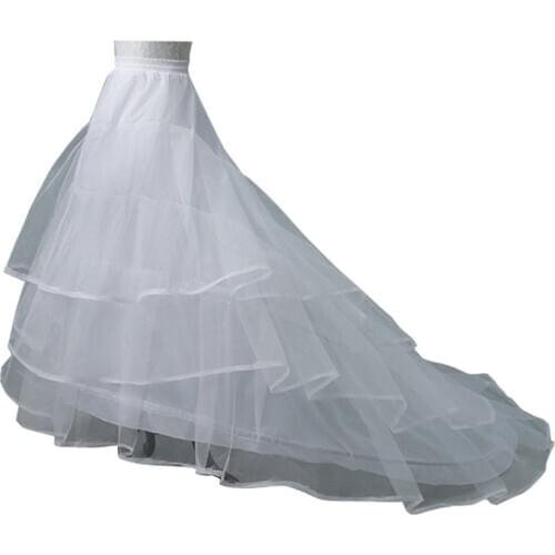 NUOXIFANG Wedding Dress Crinoline Bridal Petticoat Underskirt 2 Hoops with Chapel Train