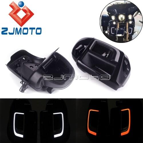 For Harley Touring 2014-up 2020 2021 Lower Leg Warmer Vented Fairing W/ LED Fairing Lower Grills Turn Signal Running Lamp Light