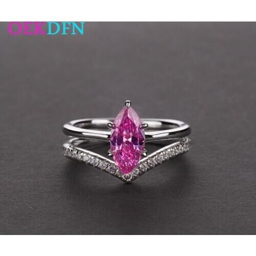 OEKDFN Vintage 100% 925 Sterling Silver Rings Mariquesa Sapphire Topaz Citrine Gemstone Wedding Engagement Women Ring Jewelry