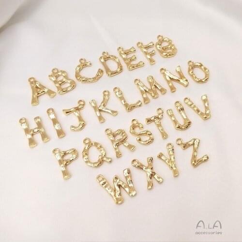 26 A-Z Letter Gold Charms Alphabet Charm Pendants for Bracelet Necklace 14kplated Crafts Making FPPJ