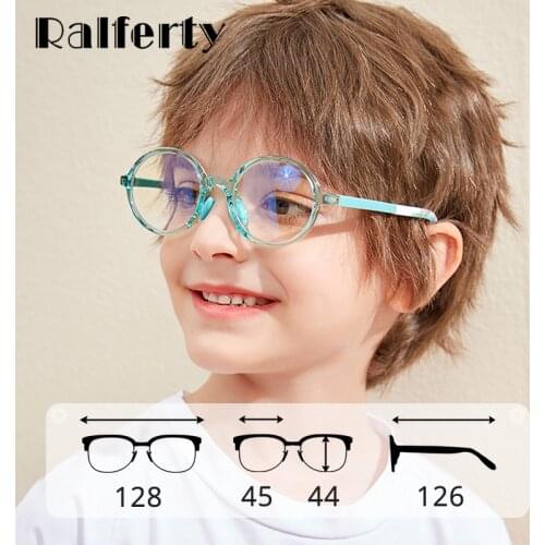 Ralferty Flexible TR Round Glasses Child Clear Lens Online Class Anti Blue Light Glasses Prescription Myopia Eyeglass Frame Kids