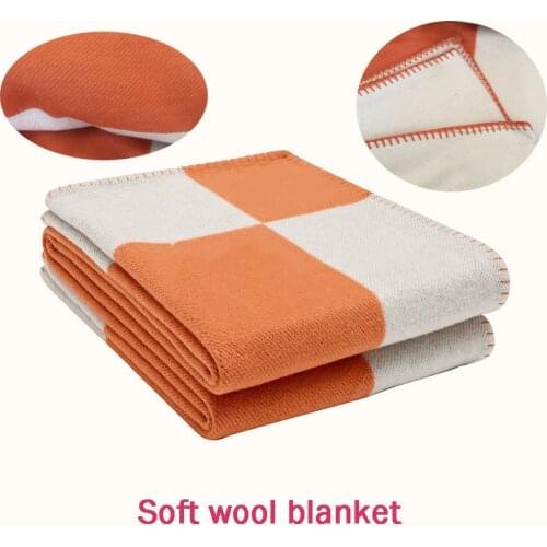 Wool high quality Luxurious H Letter blanket Flying Carpet Kintted Blanket soft warm Sofa throw blanket