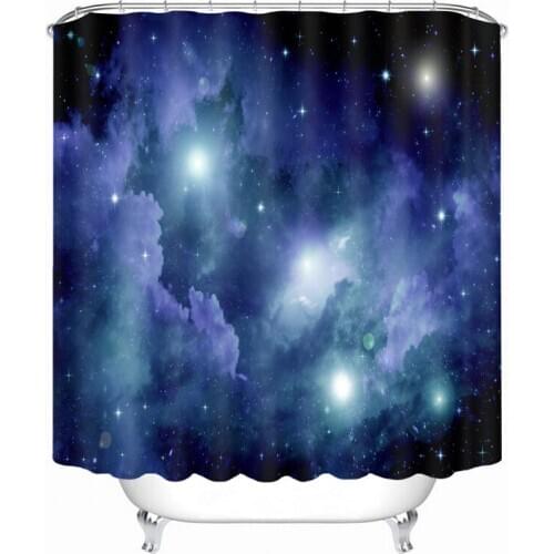 New 3D Shower Curtains 7 Big Planet Space System Pattern Waterproof Fabrics Bathroom Products Curtains Washable Bath Curtains