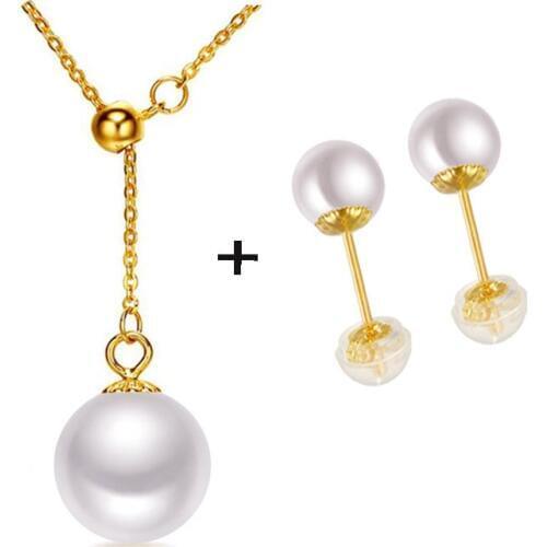 Sinya Classical AU750 18k gold pearl earring necklace fine jewelry set for women girls lover with natural perfect round pearls