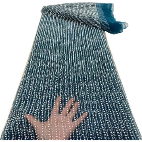 SJ Lace 2021 High Quality Sequin Beaded French Net African Tulle Mesh Lace Fabric For Wedding Sewing Dress 5yards r6-61