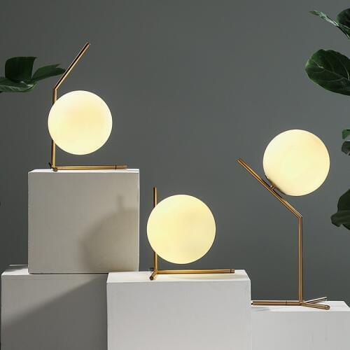 Nordic Simple Bedroom Modern Glass Table Lamps Bedside Reading Desk Lights Home Decoration Table Lights E27 Lampholder Lighting