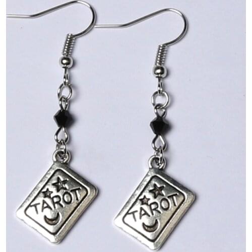 Tarot card earrings with black crystal Jewelry and silver pendant Mysterious manifesto gothic new 2020 men and women classical