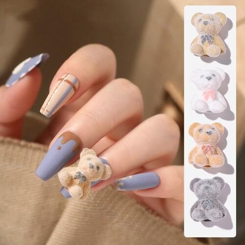 Little Bear Nail Decoration Fashion Lovely Cartoon Doll Solid Color Nail Ornaments Nail Art Accessories