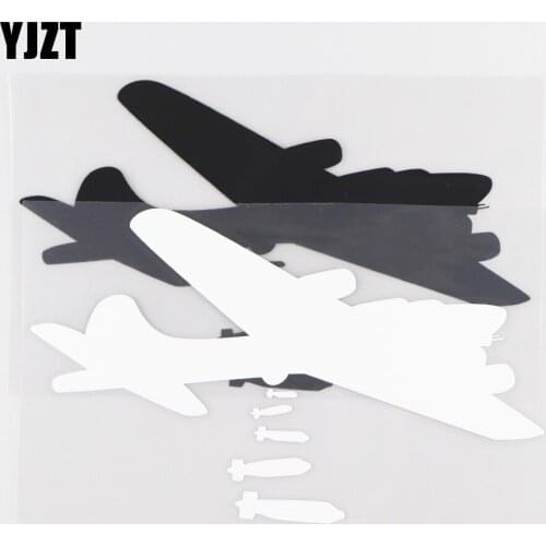 YJZT 10.2×15.6CM Trendy Vinyl Car Decoration Military Weapon Cartoon Bomber CAR STICKER BLACK / Silver 20C-0086