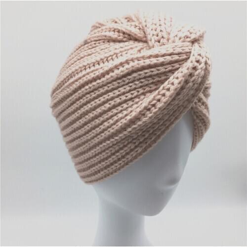 Women Solid Turban Knitted Ribbed Beanie Girls Pink Hat Warm Winter Hat Grey Hat Hair Accessory Female Blush Beanie Hat