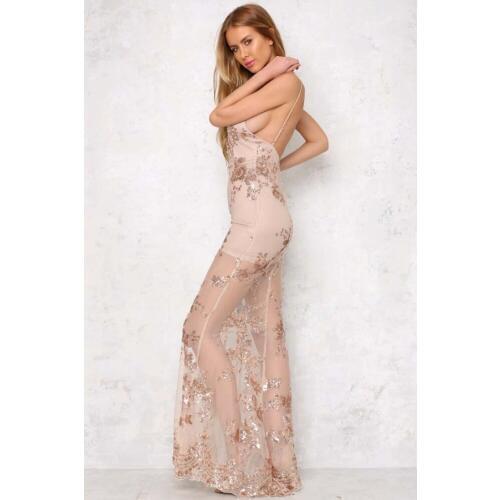 2019 European And American New Fashion Nightclubs Deep V Sequins And Sexy Sling Women Summer Long Dress D55