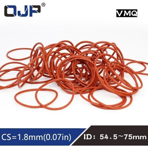 1PC/lot Red Silicon Ring Silicone/VMQ O ring 1.8mm Thickness ID54.5/75mm Rubber O-Ring Seal Gasket Rings Washer