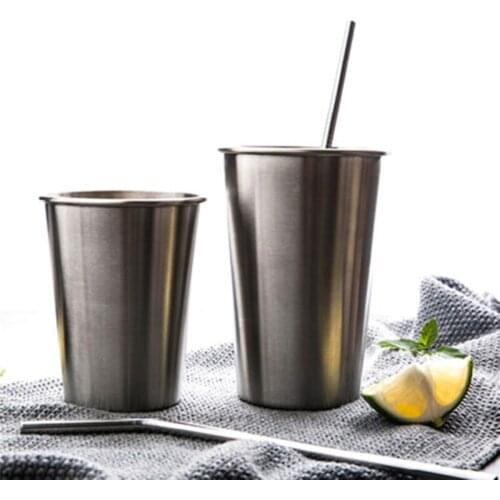 1Pcs Stainless Steel Metal Cup Beer Cups White Wine Glass Coffee Tumbler Tea Milk Mugs Outdoor Travel Kitchen Home Camping Mugs