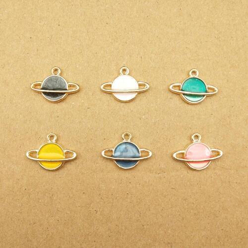 10pcs 12x16mm enamel saturn charm for jewelry making fashion charm earring pendant necklace charms