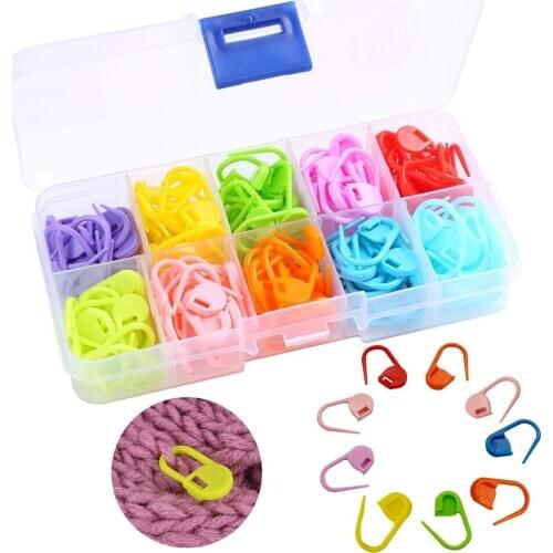 120/150 Pcs Knitting Stitch Markers Colorful Plastic Crochet Plastic Holder Locking Needle Craft Clip