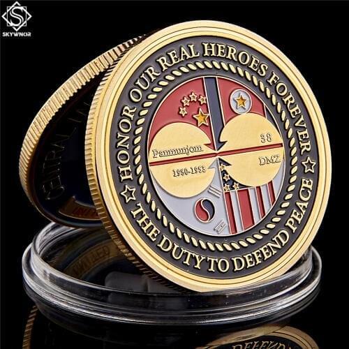 1950-1953 WWII Korean War veteran Gold Challenge Coin USA With Hard Coin Capsule