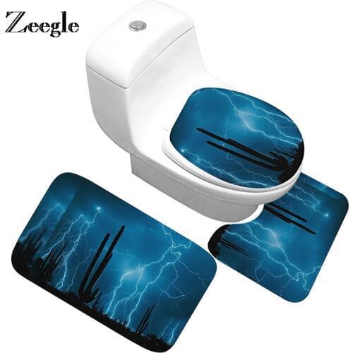 Zeegle 3Pcs Bathroom Mat Set Non-slip Bathroom Carpet Floor Mats Absorbent Bath Mat Shower Carpet Foot Mat Bathroom Carpet