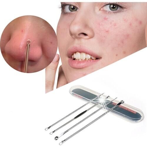 4Pcs/set Blackhead Acne Remover Needles Pimple Blemish Remover Tool Spoon for Face Skin Care Tool Needles Facial Pore Cleaner