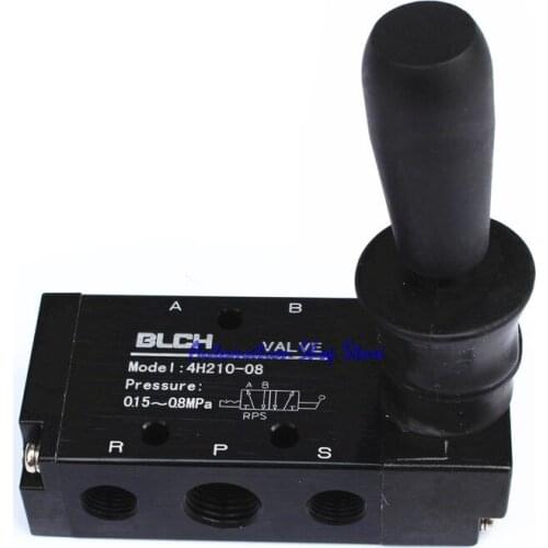 4H210-08 5 Way 2 Position Manual Lever Actuator Pneumatic Hand Pull Valve 1/4"BSPT & 8mm Connector Silencer