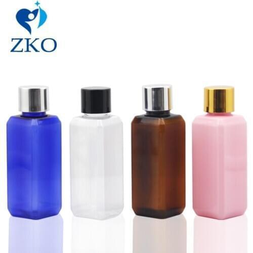 500pcs 50ml Square bottle with Electroplating cap free shipping refillable bottle