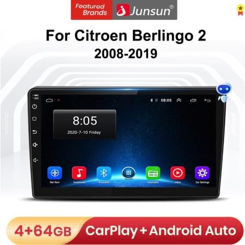 Junsun V1 Android 10.0 DSP CarPlay Car Radio Multimedia Video Player Auto Stereo GPS For Citroen Berlingo 2008-2019 2 din dvd