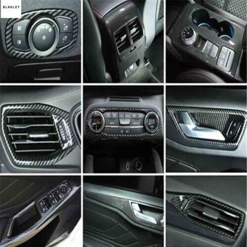 Free shipping 1lot ABS carbon fiber grain Interior decoration cover for 2019 Ford FOCUS 4 MK4 car accessories