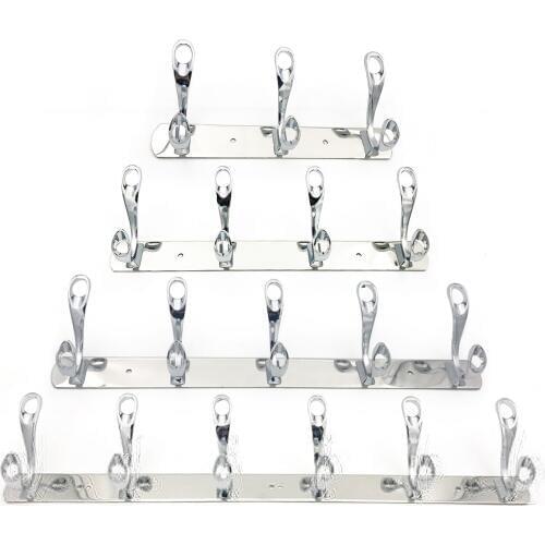 Free shipping low price stainless steel metal wall hangers practical bathroom hanger chrome plated bath hook 3-6 hat hooks